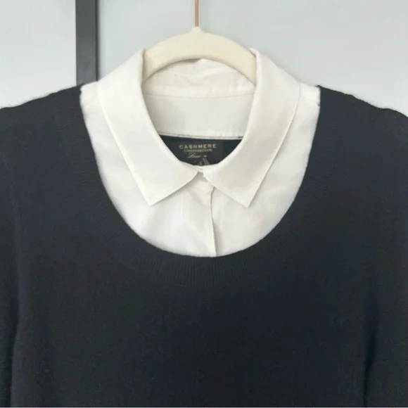 [M] Charter Club Luxury Black and White Dress Shirt & Cashmere Sweater Combo Top - Picture 3 of 13